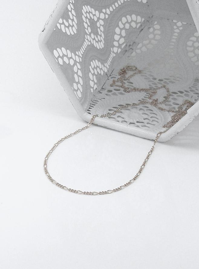 9ct White Gold Curb Figaro Necklace Chain