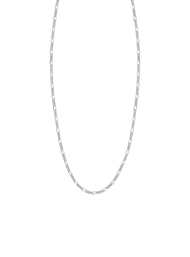 9ct White Gold Curb Figaro Necklace Chain