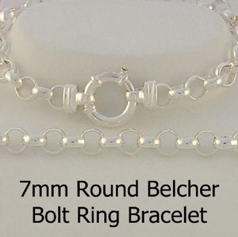 Sterling Silver 7mm Belcher Bolt Ring Bracelet & 23mm Coin Tree of Life Pendant