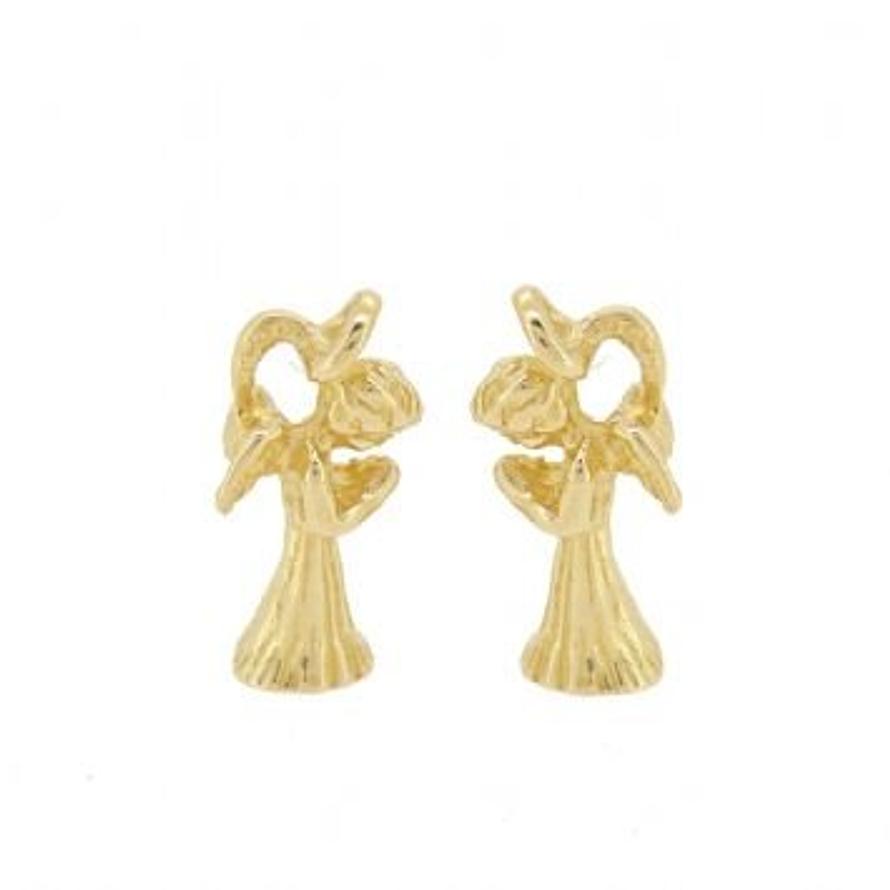 9CT GOLD TWO PRAYING GUARDIAN ANGEL CHARMS for SLEEPER EARRINGS
