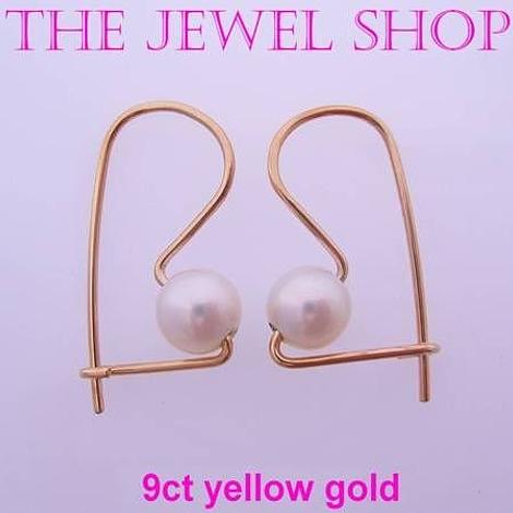 9ct Yellow Gold Euroball Design 6mm Freshwater Pearls Designer Earrings