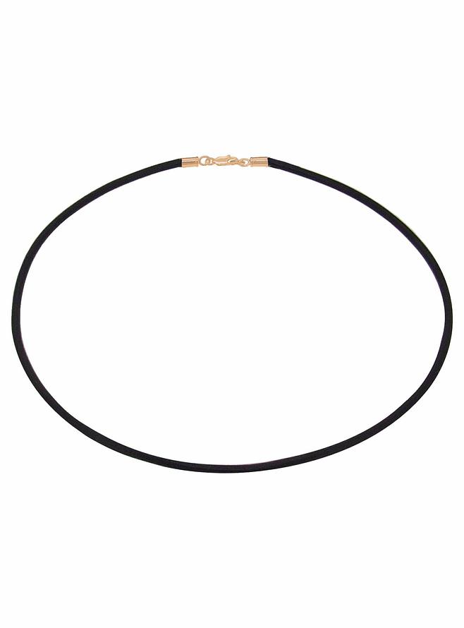 Unisex Black Leather Necklace in 9ct Rose Gold
