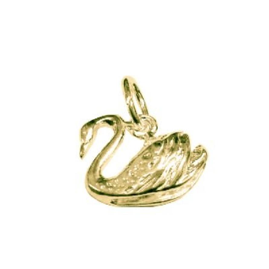 9CT YELLOW GOLD TRADITIONAL 3 DIMENSIONAL SWAN PENDANT CHARM