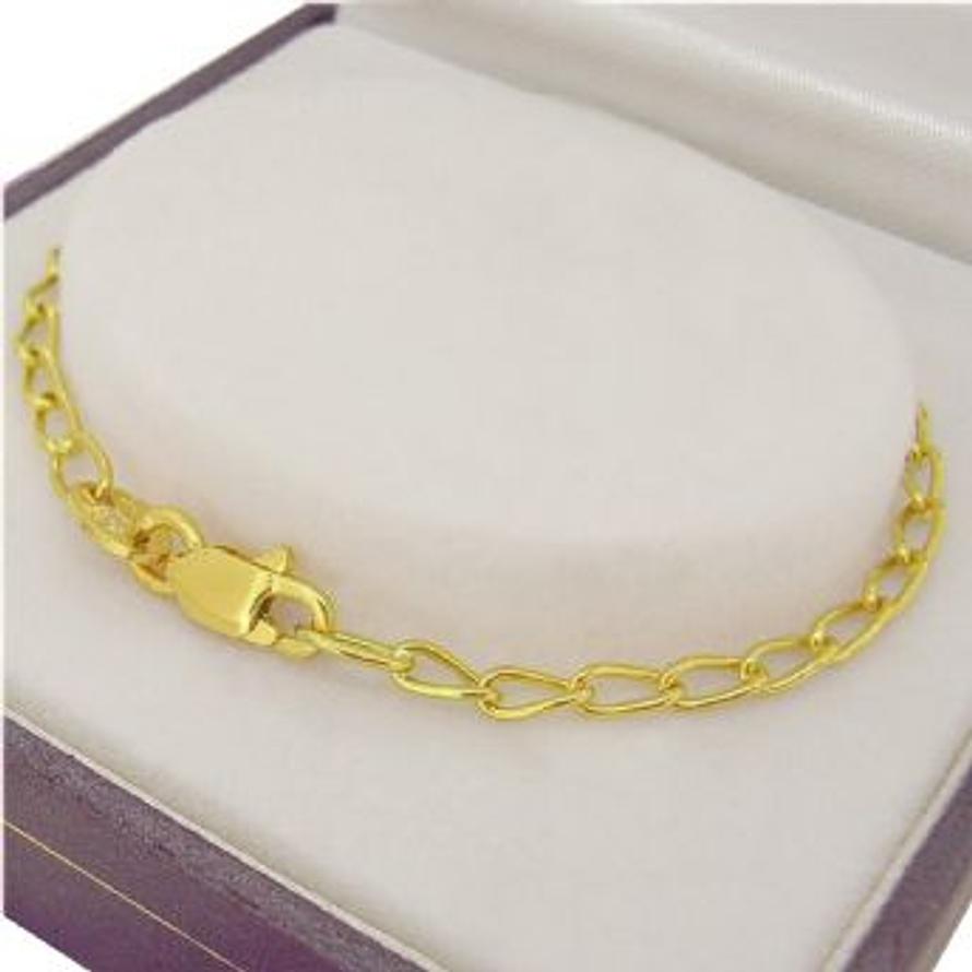 9CT YELLOW GOLD LONG CURB BRACELET Available in all Sizes