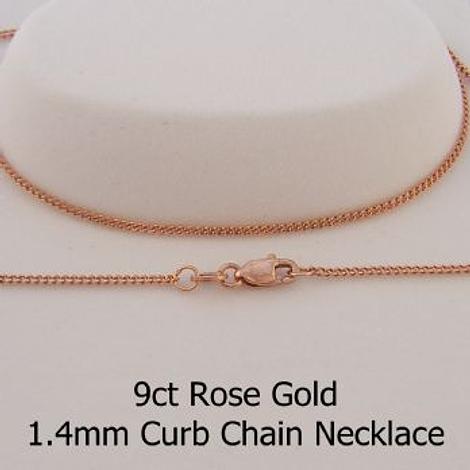 9ct Rose Gold 1.4mm Curb Chain Necklace Available in All Lengths