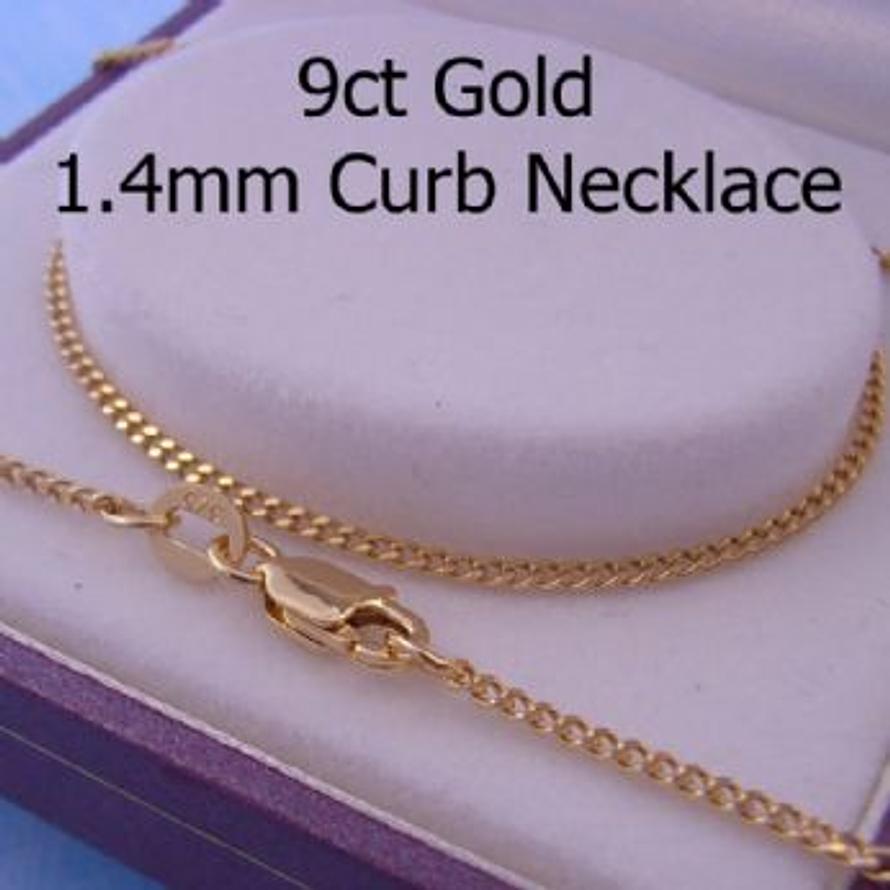 9CT GOLD 1.4mm CURB CHAIN NECKLACE -N-9Y-CD40-45cm