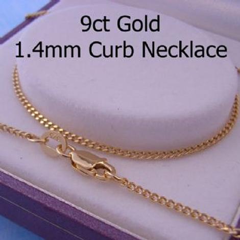 9ct Gold 1.4mm Curb Chain Necklace