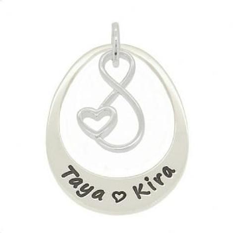 Sterling Silver 27mm Oval Personalised Infinite Love Infinity Name Pendant