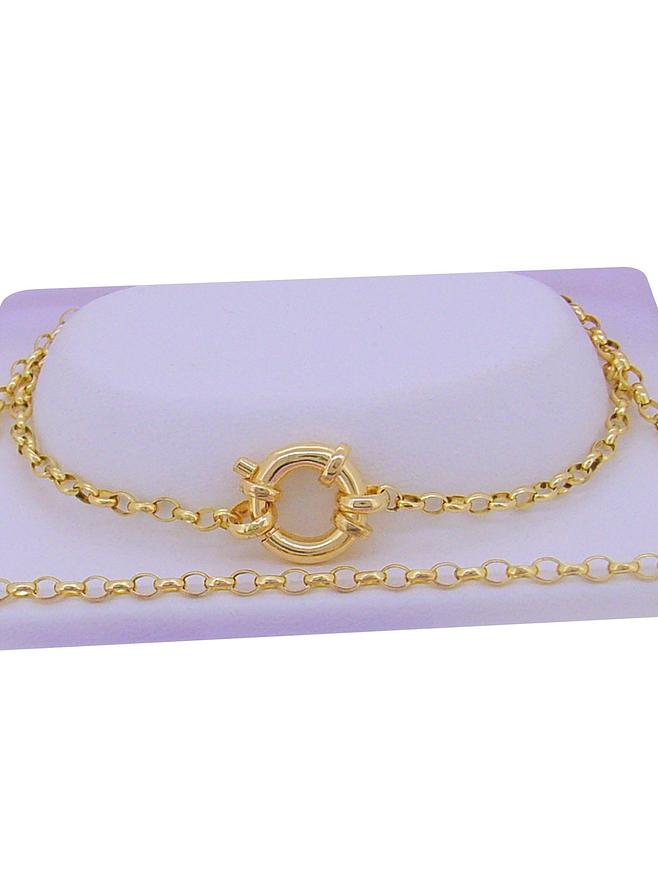 9ct Gold 2.2mm Oval Belcher Bolt Ring Chain Bracelet Sizes 12cm Up to 23cm