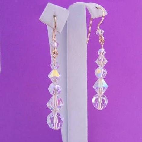 9ct Yellow Gold Swarovski Crystal Bride Hook Earrings