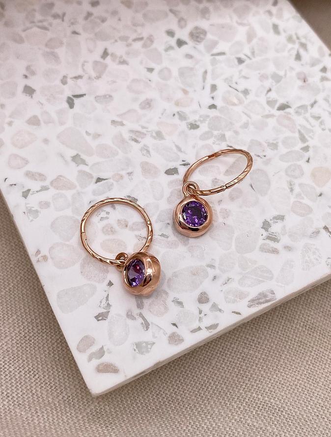 9ct Rose Gold Birthstone Charms for Sleeper Earrings
