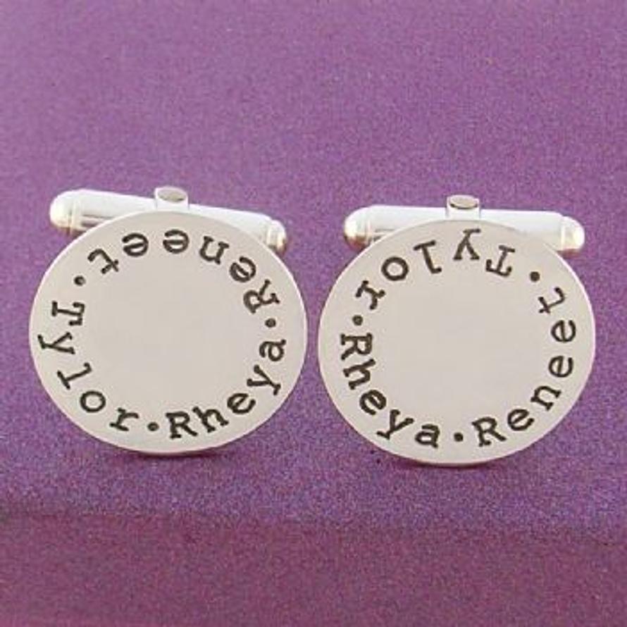 STERLING SILVER 19mm ROUND PERSONALISED CUFFLINKS -CL-19mm-RND