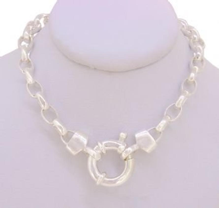 STERLING SILVER 4.5mm x 6mm OVAL BELCHER CHAIN BOLT RING NECKLACE -N-925-BO3-BR