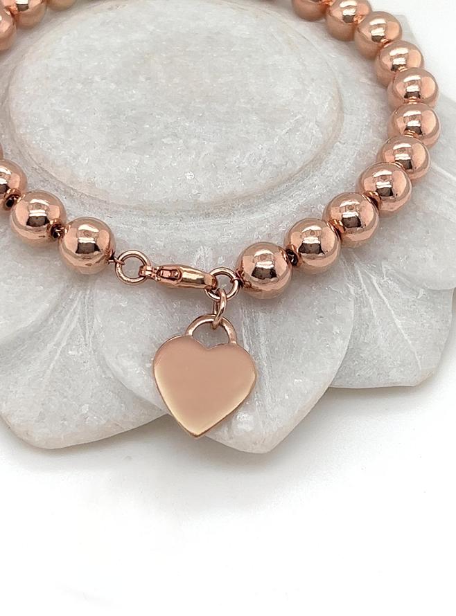 Personalised 14mm Heart Tag Pendant in 9ct Rose Gold