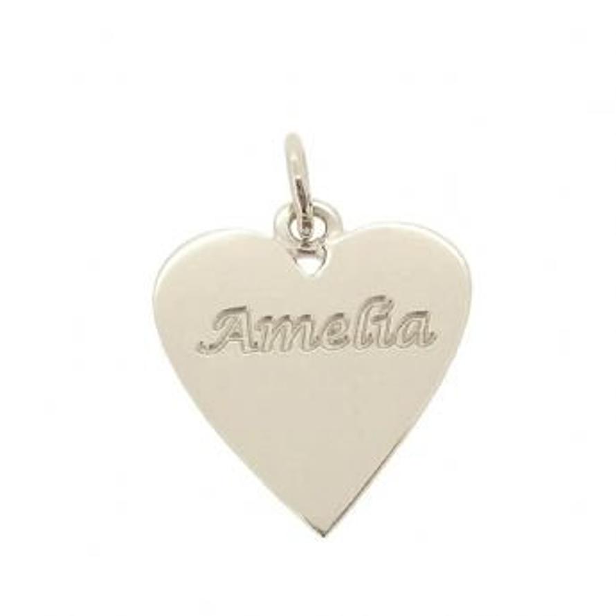 9CT WHITE GOLD 16mm PERSONALISED HEART NAME PENDANT