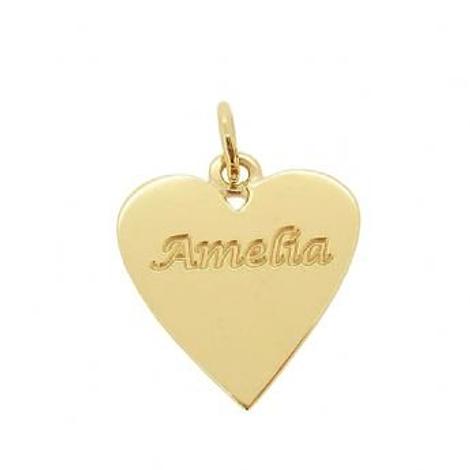 9ct Gold 16mm Personalised Heart Name Pendant