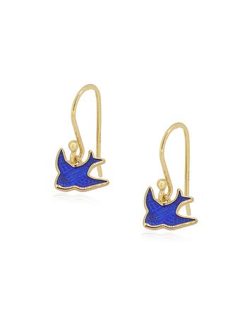 Bluebird of Happiness Charm Drop Earrings in 9ct Gold