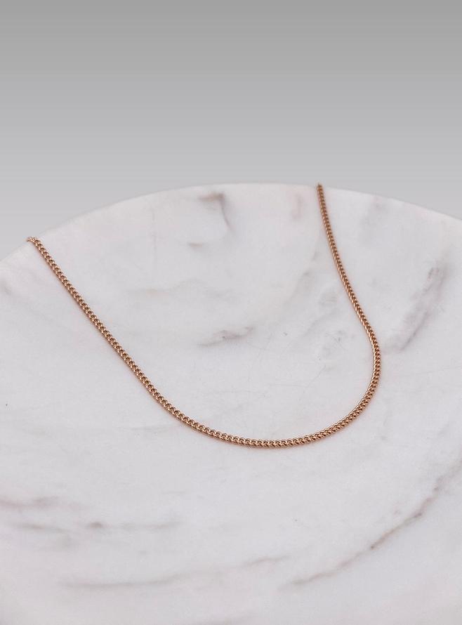 9ct Rose Gold 1.7mm Curb Chain Necklace All Lengths Available