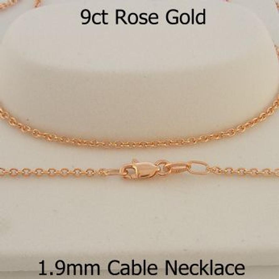 9CT ROSE GOLD 1.9mm CABLE CHAIN NECKLACE -N-9R-CA50