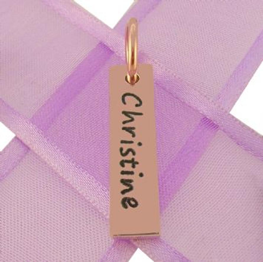 9CT ROSE GOLD MENS and UNISEX SMALL 7mm x 28mm LOVE DROP TAG PERSONALISED NAME DESIGN -DT-7mm x 28mm-9R