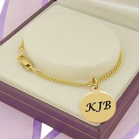 Personalised 9ct Gold 12mm Coin Charm Curb Bracelet
