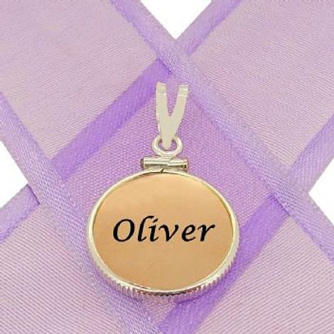 9ct Rose Gold 16mm Coin Frame Personalised Name Pendant -16mm-Cf-9r