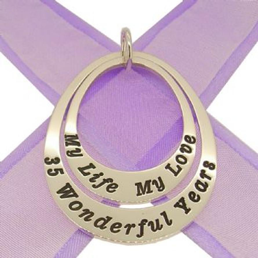 COUPLED OVAL CIRCLE OF LIFE PERSONALISED FAMILY NAME PENDANT -27mm-35mm-jr-ss