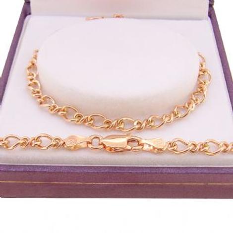 9ct Rose Gold Figaro Curb Charm Bracelet