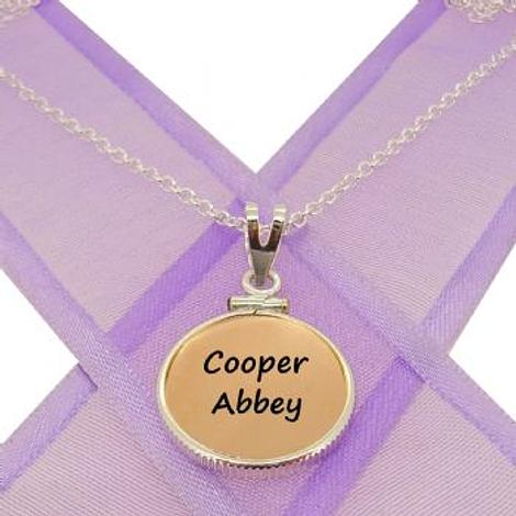 9ct Rose Gold 16mm Coin Frame Personalised Name Pendant Necklace -16mm-Cf-9r-Ca40-Ss