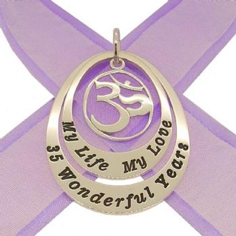 Coupled Oval Circle of Life Personalised Om Family Name Pendant -27mm-35mm-Om-Jr-Ss
