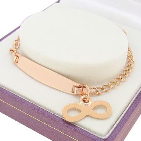 9ct Rose Gold Curb Identity Infinite Love Infinity Charm Bracelet