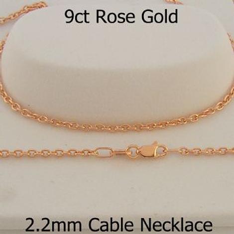 9ct Rose Gold 2.2mm Cable Chain Necklace