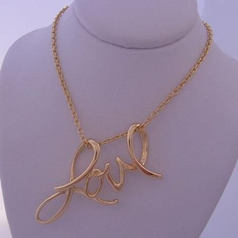 9ct Gold Love Charm Pendant Cable Necklace Chain 45cm