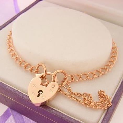 9ct Rose Gold Curb Padlock Bracelet for Baby or Child