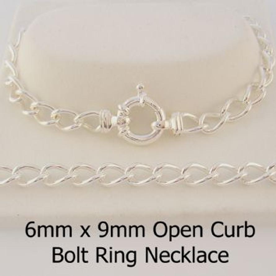 STERLING SILVER 6mm CURB BOLT RING NECKLACE CHAIN -N-925-OLC140
