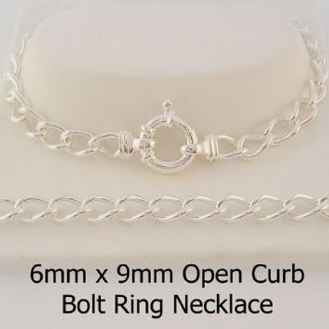 Sterling Silver 6mm Curb Bolt Ring Necklace Chain