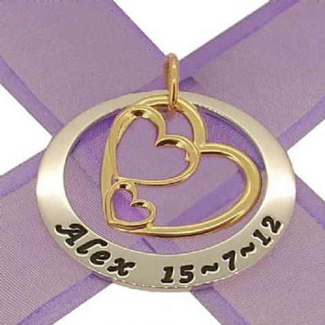 38mm Circle of Life Personalised Name 9ct Gold Trilogy Heart Pendant -38mm-Ss-Kb124-9y