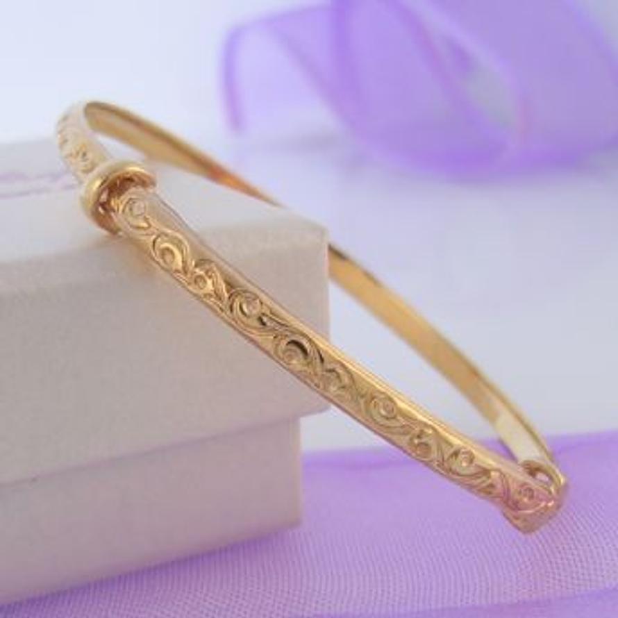 9CT GOLD BABY 2.5mm WIDE 40mm-58mm EXPANDABLE BANGLE