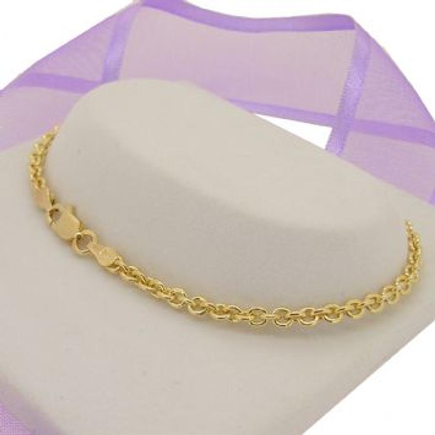 9CT YELLOW GOLD 3mm CABLE BRACELET