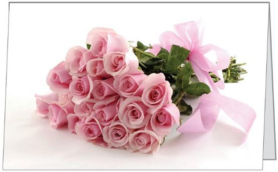 Free Gift Folded Card Pink Roses