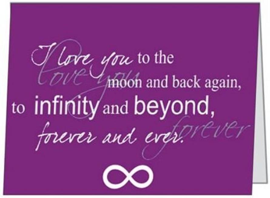 Free Gift Folded INFINITY I love you to the moon and back forever and ever