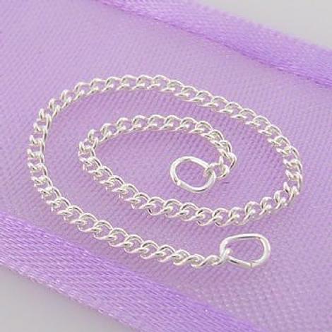 1.4mm Curb Sterling Silver Safety Chain Bracelet 80mm - F Ss Sc C40
