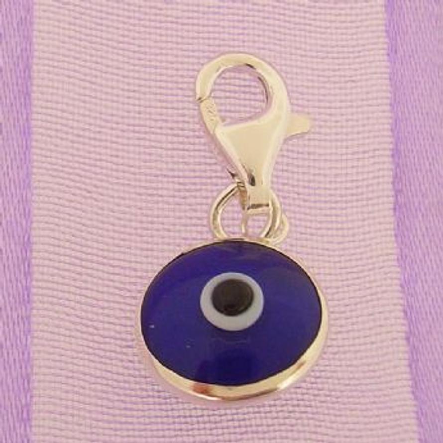 BLUE EVIL EYE PROTECTOR CLIP ON CHARM STERLING SILVER -CH-EVIL-Blue-pct9