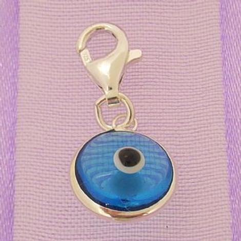Blue Evil Eye Protector Clip on Charm Sterling Silver -Ch-Evil-Skyblue-Pct9
