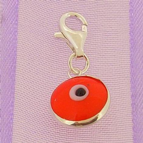 Orange Evil Eye Protector Clip on Charm Sterling Silver -Ch-Evil-Orange-Pct9