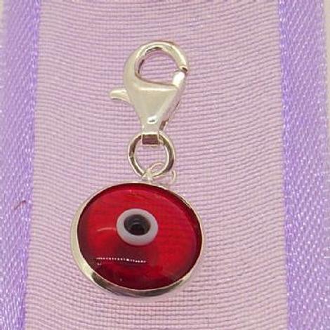 Red Evil Eye Protector Clip on Charm Sterling Silver -Ch-Evil-Red-Pct9