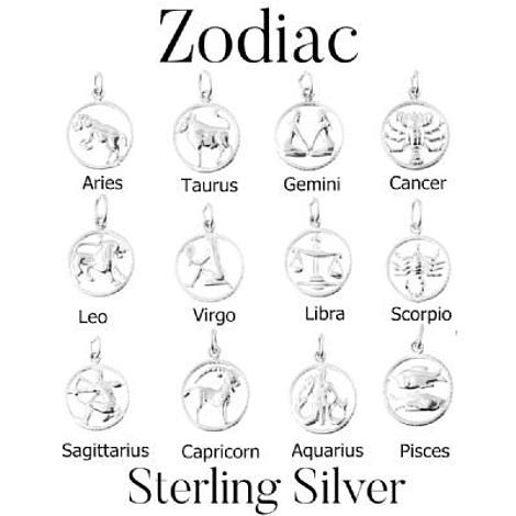 Sterling Silver 15mm Zodic Star Sign Charm Pendant