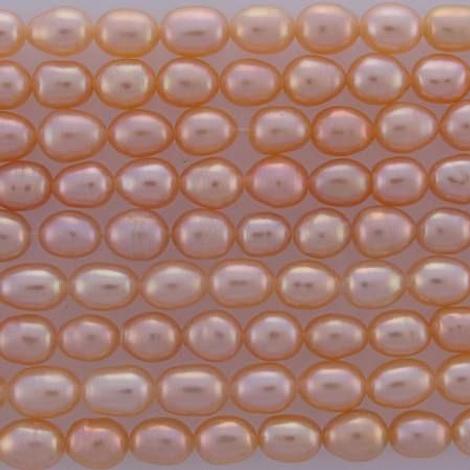 No.11 Peach Pink Freshwater Rice Pearls 9x6mm Loose Strand
