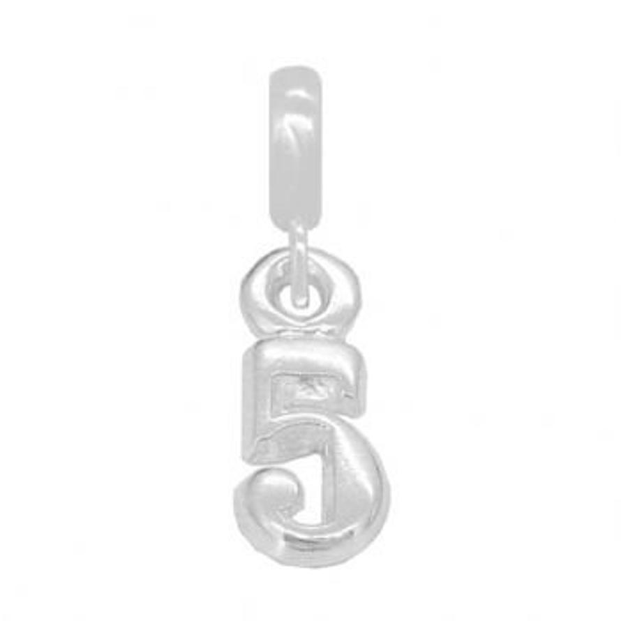 STERLING SILVER NUMBER FIVE EUROPEAN BEAD CHARM