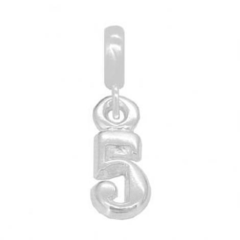 Sterling Silver Number Five European Bead Charm